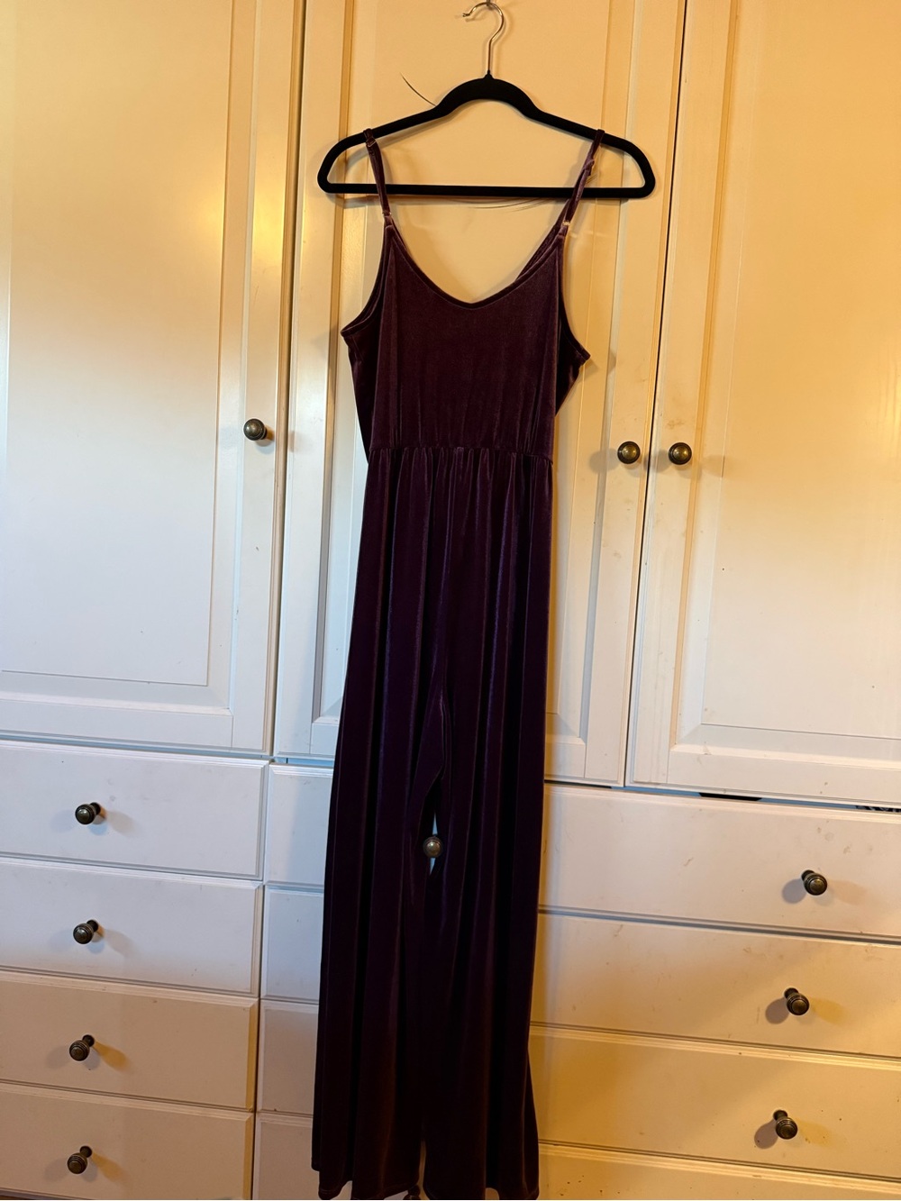 wild fable Plum Velvet Spaghetti-Strap Jumpsuit